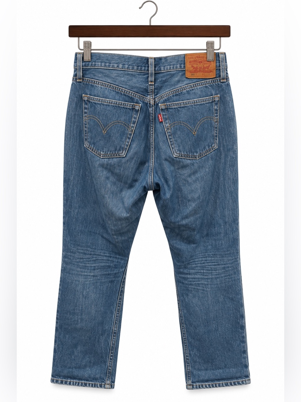 Vintage Levis 501 Light Blue Skinny Leg Jeans with Leather Patch
